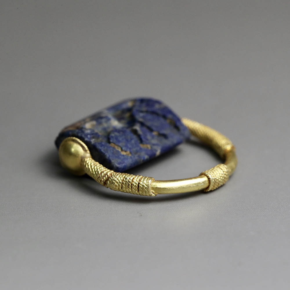 腓尼基高古青金石双兽印章戒指 - 洪艺宁古代珠宝工作室