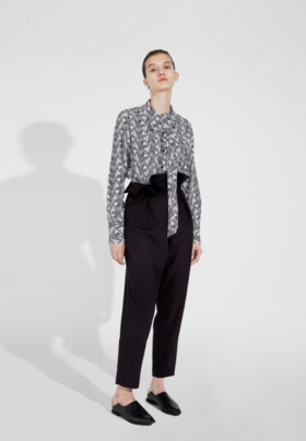 束腰翻边9分西裤