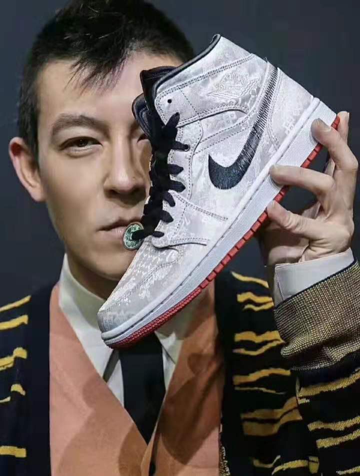 nike air jordan1 aj1 耐克乔丹1代陈冠希白丝绸男女鞋