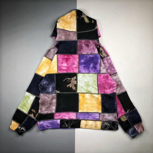 supreme 19ss patchwork tie dye hoodie 拼接格子帽衫扎染卫衣
