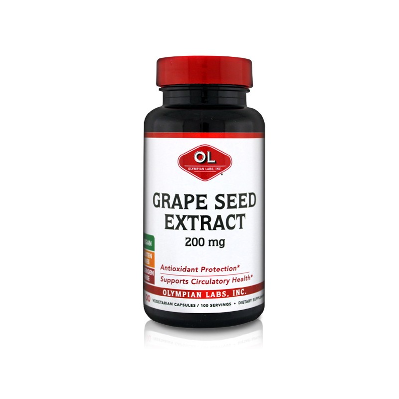OLYMPIAN LABS 葡萄籽提取物胶囊200MG 100粒/瓶 美国原装进口,原花青素含量高达95%,抗氧化,清除自由基,Olympian Labs 葡萄籽提取物包含三个活跃中的抗氧化剂