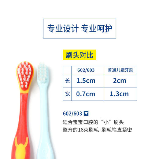 CI齿科专用0-6岁儿童中毛软毛小头日本进口牙刷602-603系列 商品图2