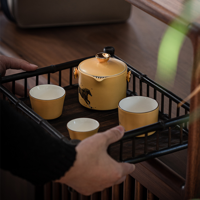 三人行一壶三杯旅行茶具套组 - 八马茶业旗舰店