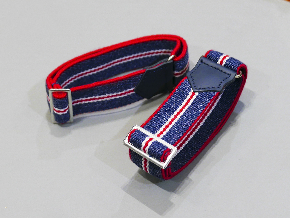 复古条纹男士袖箍细丹红