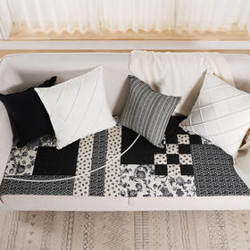 阳春小镇秋日后花园系列黑白艺术拼接沙发垫