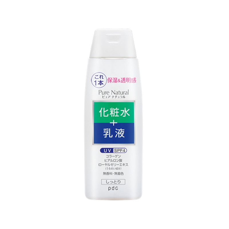 PDC/碧迪皙 PURENATURAL 水润精华化妆水+乳液2合1 210ML “化妆水”和“乳液”二合一的高保湿&抗衰老※2化妆水。<经过功效评估测试> 渗透保湿配方,从肌肤深处(角质