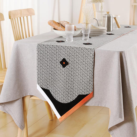 阳春小镇格纹拼接艺术款桌旗 商品图0