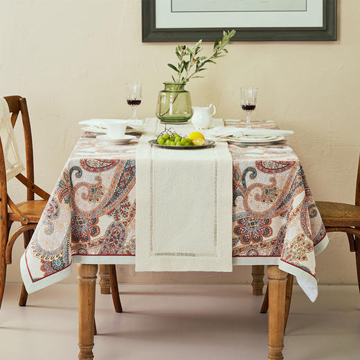 阳春小镇佩斯利花纹方桌布 商品图1