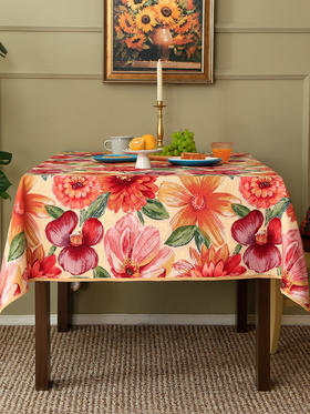 阳春小镇花开盛好方桌布