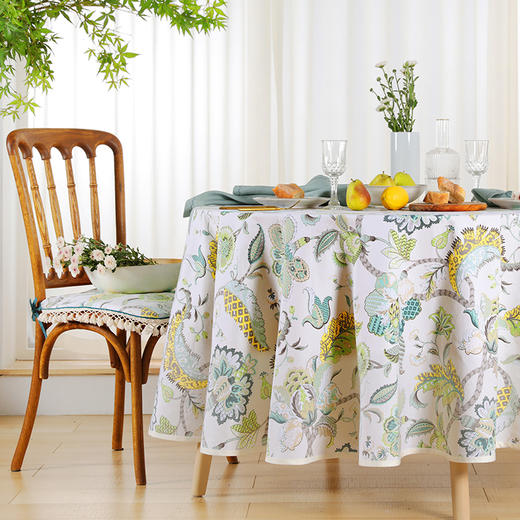 阳春小镇花园系列北欧花卉圆桌布 商品图3