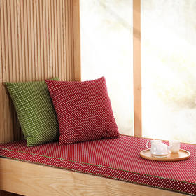 阳春小镇复古波点棕榈飘窗垫定制