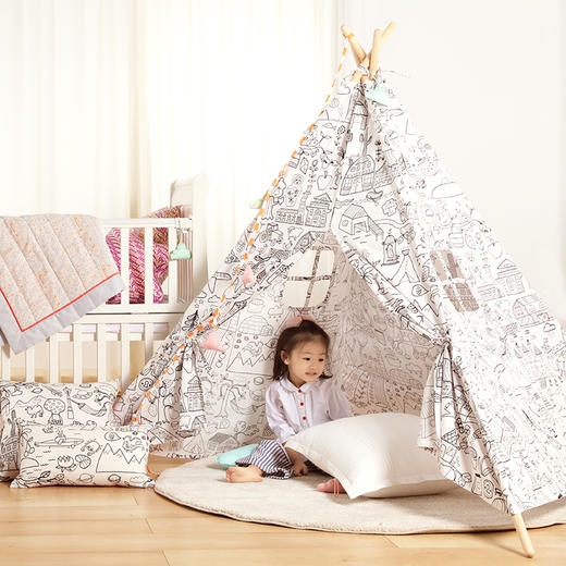 阳春小镇手绘布手工帐篷 商品图0