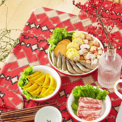 阳春小镇新年格子纹喜庆桌布 商品图2