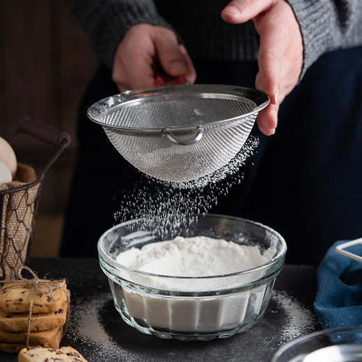 百钻手持面粉筛厨房烘焙过滤网筛面粉多款尺寸可选带手柄设计