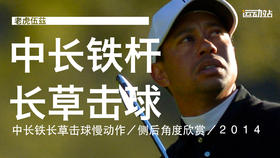 老虎伍兹｜2014中长铁长草击球慢动作／侧后角度欣赏