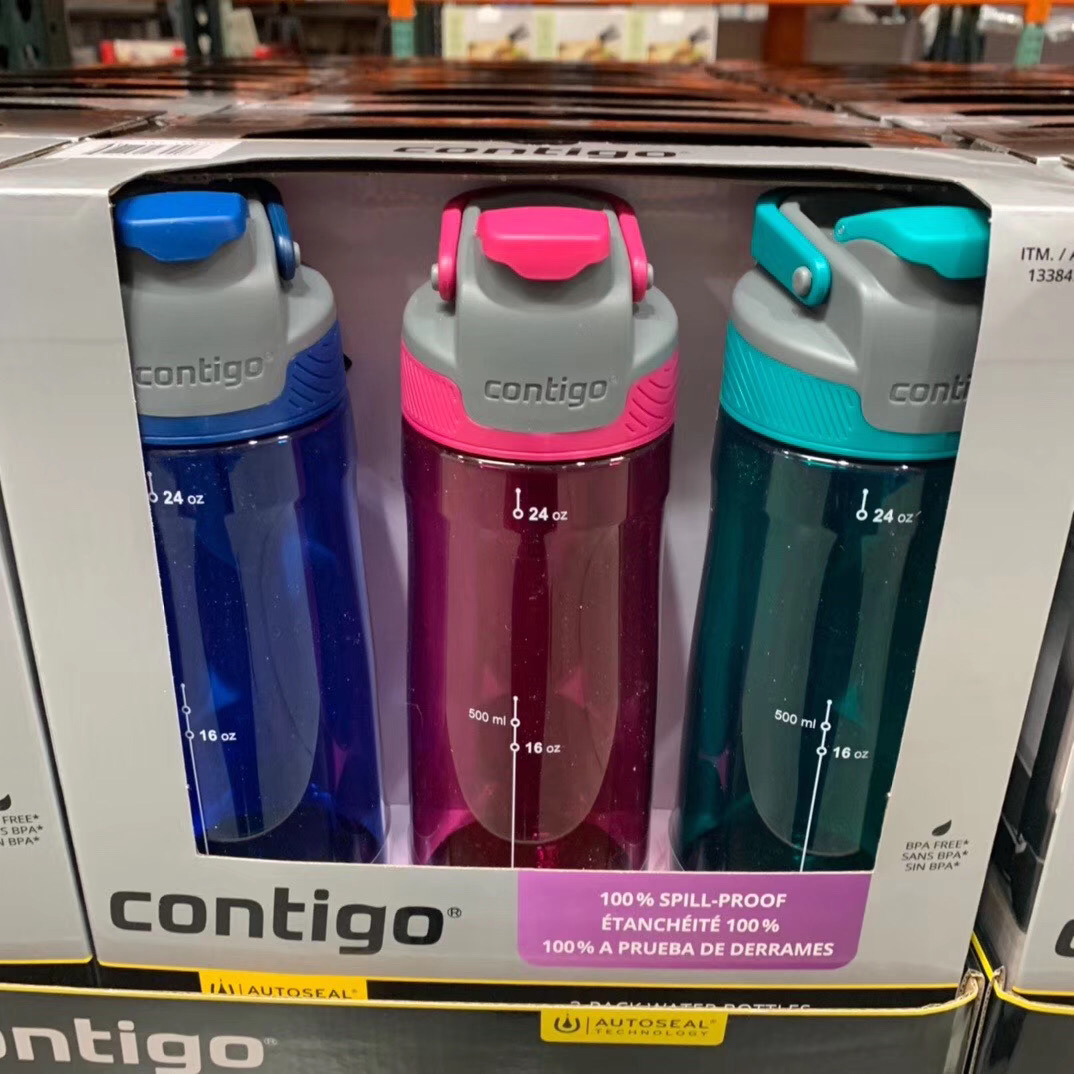 明星同款!contigo成人水杯3支装