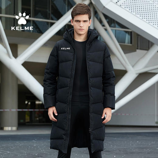 kelme卡尔美运动羽绒服男白鸭绒长款 足球大衣过膝加厚保暖外套冬