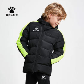 kelme卡尔美儿童运动棉服男女足球冬训连帽棉衣短款防风外套