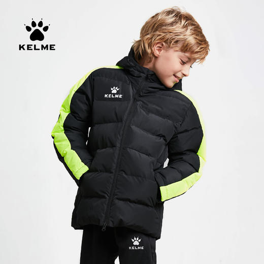 kelme卡尔美儿童运动棉服男女足球冬训连帽棉衣短款防风外套 商品图0