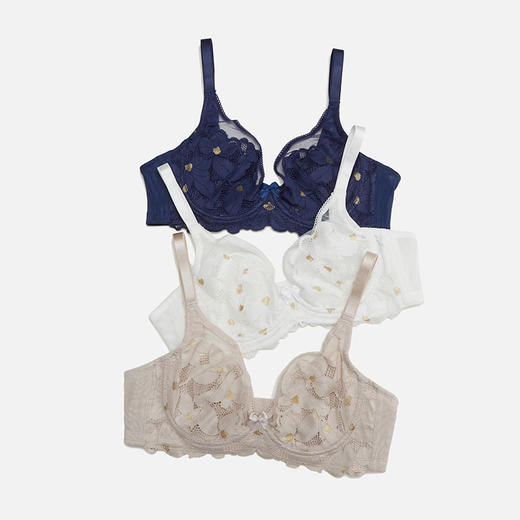 美季美优内衣女无钢圈小胸聚拢文胸立体花朵水晶杯胸罩9w50208