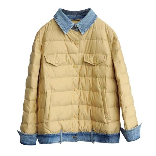 【会员专享】牛仔拼接短款羽绒服y