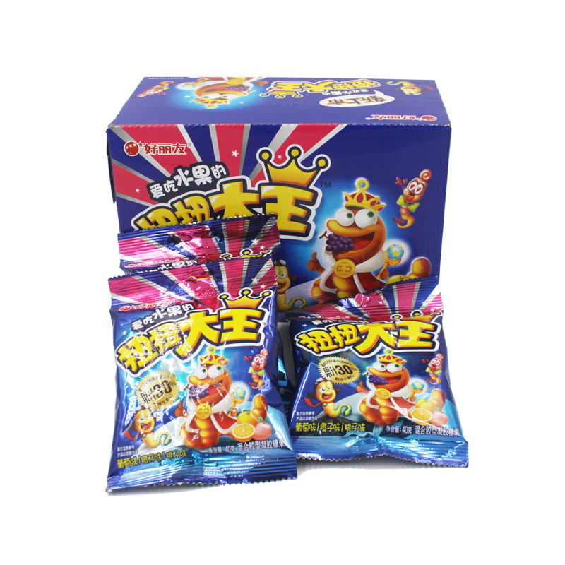 好丽友扭扭大王葡橙桃40gx10袋