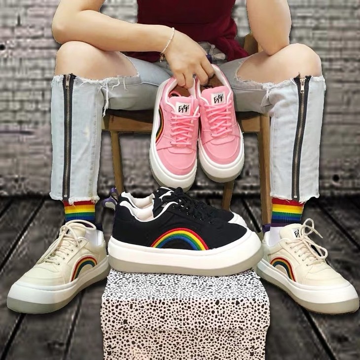 瑞典时尚品牌 eytys帆布彩虹鞋增高5公分