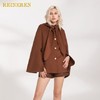 咖啡色连帽羊皮腰带短款披风 商品缩略图0