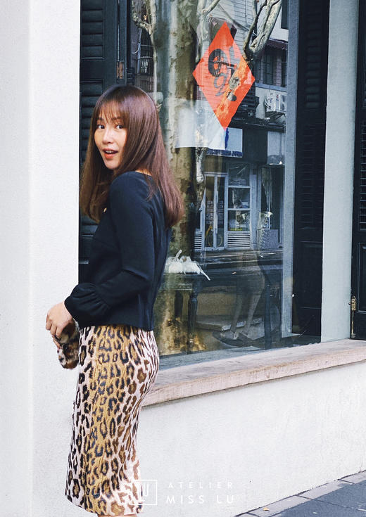 AtelierMissLu /Rosara-包臀紧身豹纹半裙 商品图0