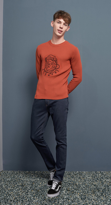 teenie weeniemen小熊男装秋冬潮流韩版毛衣圆领套头长袖针织衫tnkw