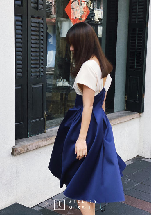AtelierMissLu /Serena-典雅蓝白拼色公主裙 商品图7