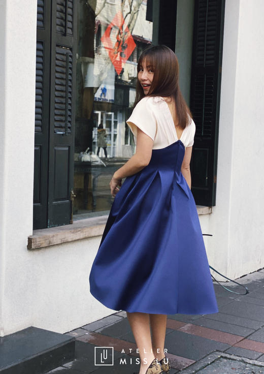 AtelierMissLu /Serena-典雅蓝白拼色公主裙 商品图3