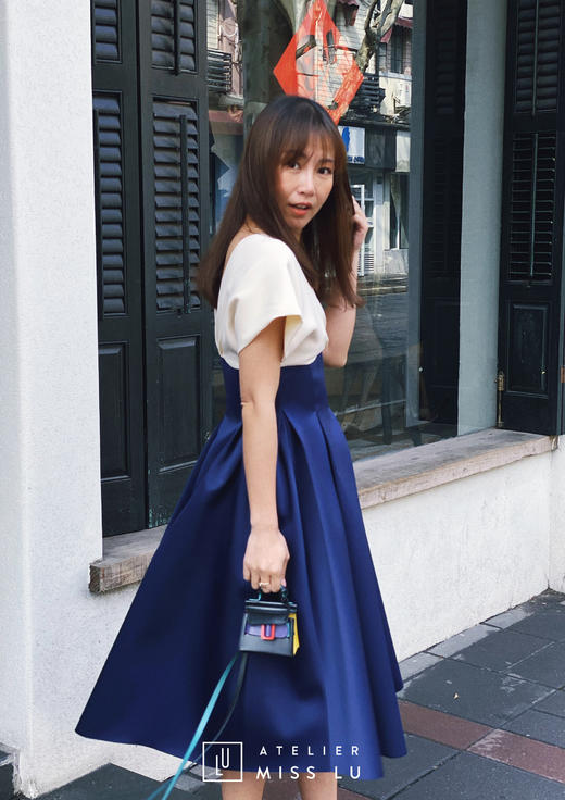 AtelierMissLu /Serena-典雅蓝白拼色公主裙 商品图4
