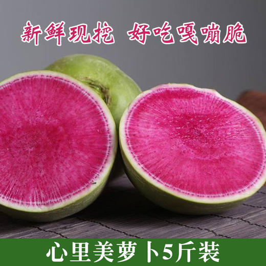 新鲜心里美萝卜满堂红萝卜绿皮红心胭脂山东潍坊水果青萝卜胡萝卜 心里美萝卜5斤 商品图1