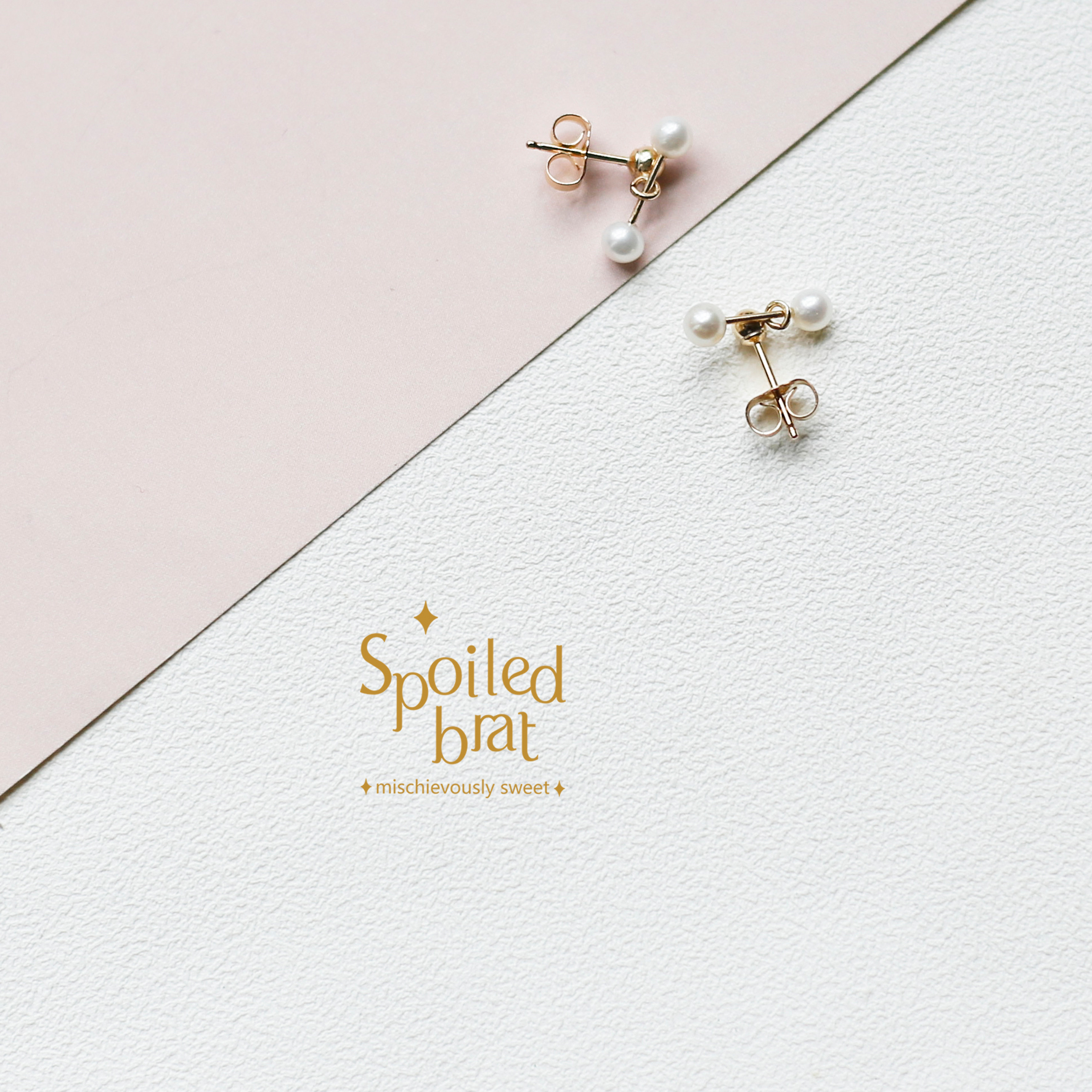 spoiledbrat jewelry珍珠小哑铃耳钉-对称