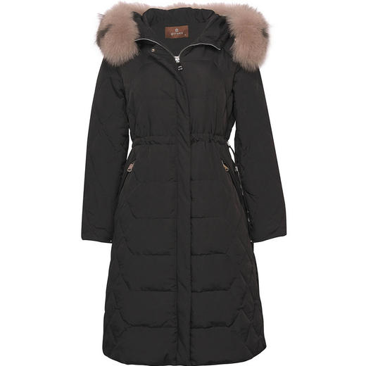 gcrues羽绒服女中长款加厚大毛领冬新款不规则格纹白鸭绒外套g1d09a