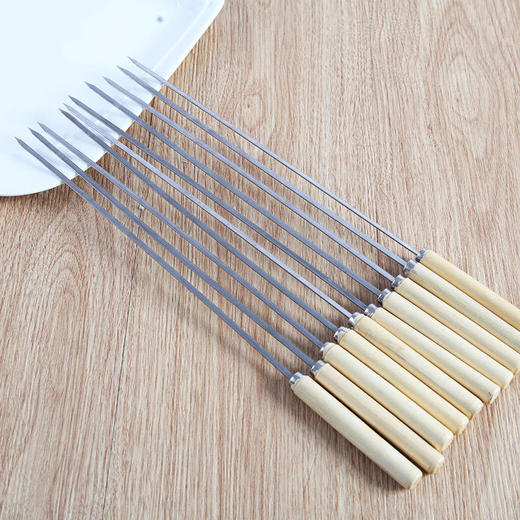 不锈钢烧烤签扁签户外羊肉串烤肉签子钢签铁签圆签全套工具烧烤针【3