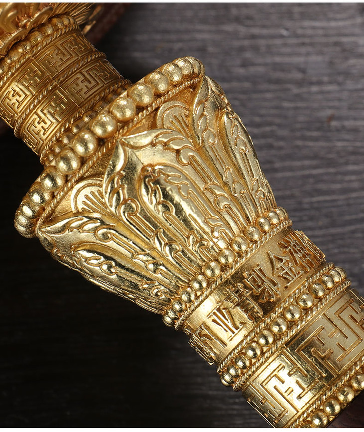 新款亚青寺藏式手摇转经轮手摇纯铜双层六字真言大明咒藏式转经筒大小