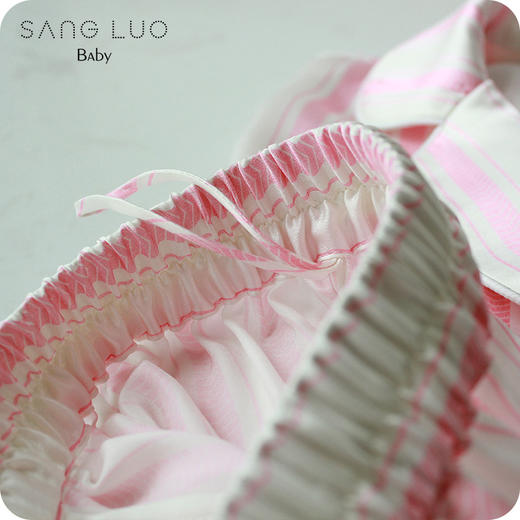 儿童条纹睡衣小淑女气质女童两件套SANGLUO桑罗舒适桑蚕丝家居服 商品图3