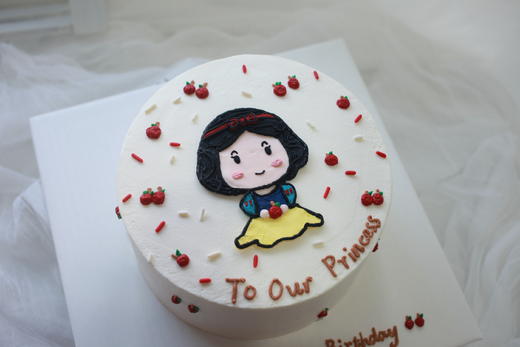 女孩款 Disney白雪公主 奶油霜手绘 公主蛋糕 商品图2