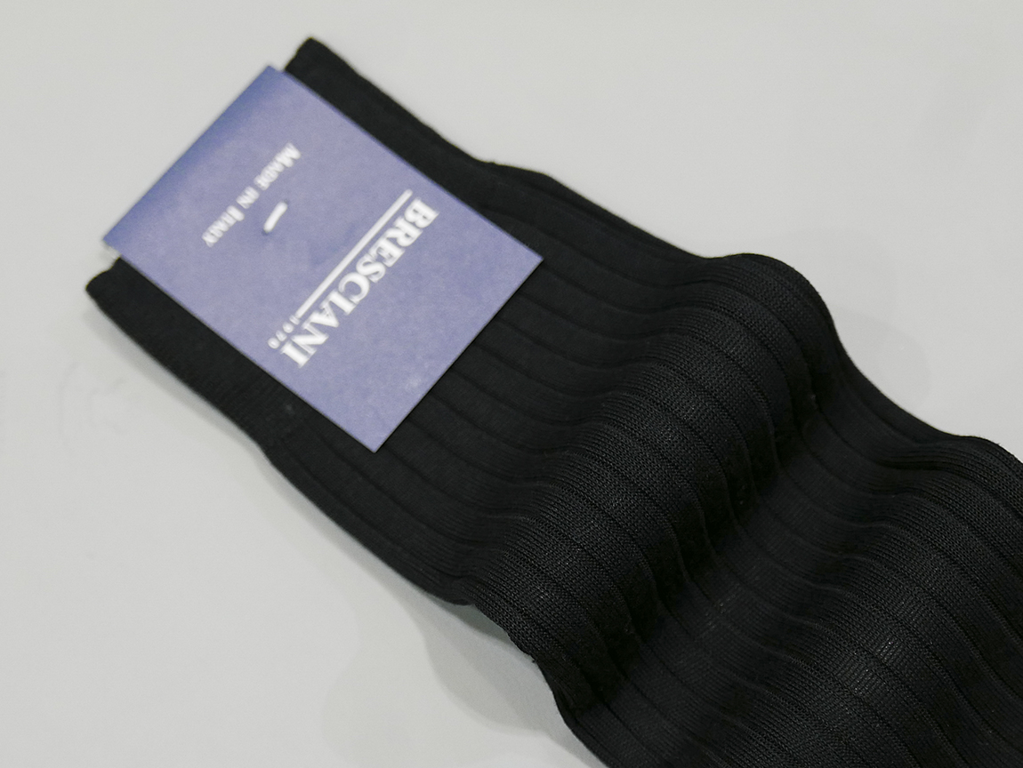 bresciani 男士精梳棉双色袜子 黑拼灰