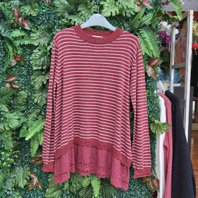 上女条纹针织3072