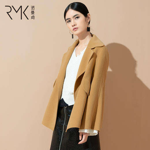 31848318纯羊毛双面呢大衣诺曼琦女装2018冬季气质简约西装领短款呢子