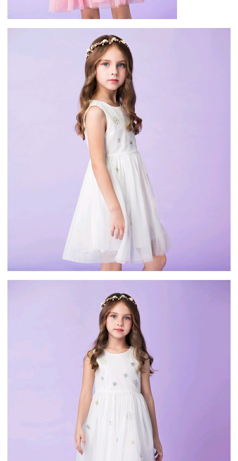 安奈儿童装女童连衣裙夏新款洋气女孩公主裙无袖透气网纱裙子eg923030