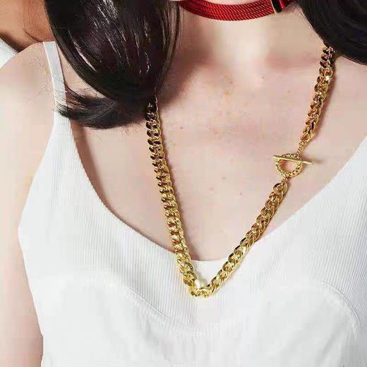 露台LOVEONTERRACE变色龙swag绳纹圈坦克古巴链黄铜镀白金情侣项链 商品图3