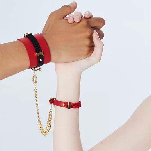 露台LOVEONTERRACE 魔法手链铐黄铜镀黄金配件进口牛皮三股绳双层粗手环 商品图3