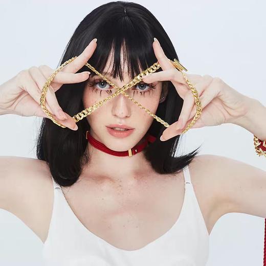 露台LOVEONTERRACE 双面女孩黄铜镀黄金配件进口牛皮三股绳choker项圈 商品图3