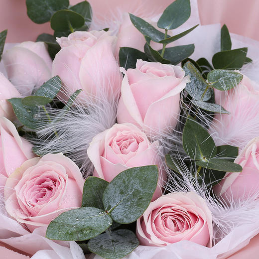 幸福之爱     11支戴安娜玫瑰，尤加利，羽毛搭配（1934） 商品图4