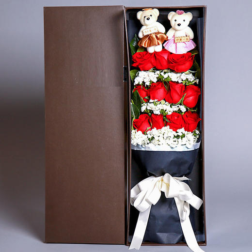 一生的幸福    11支红玫瑰，相思梅，栀子叶搭配，60cm礼盒！（1930） 商品图0