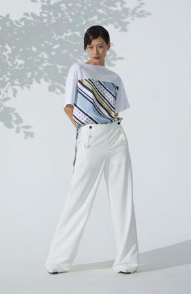 不规则真丝拼接短Tee